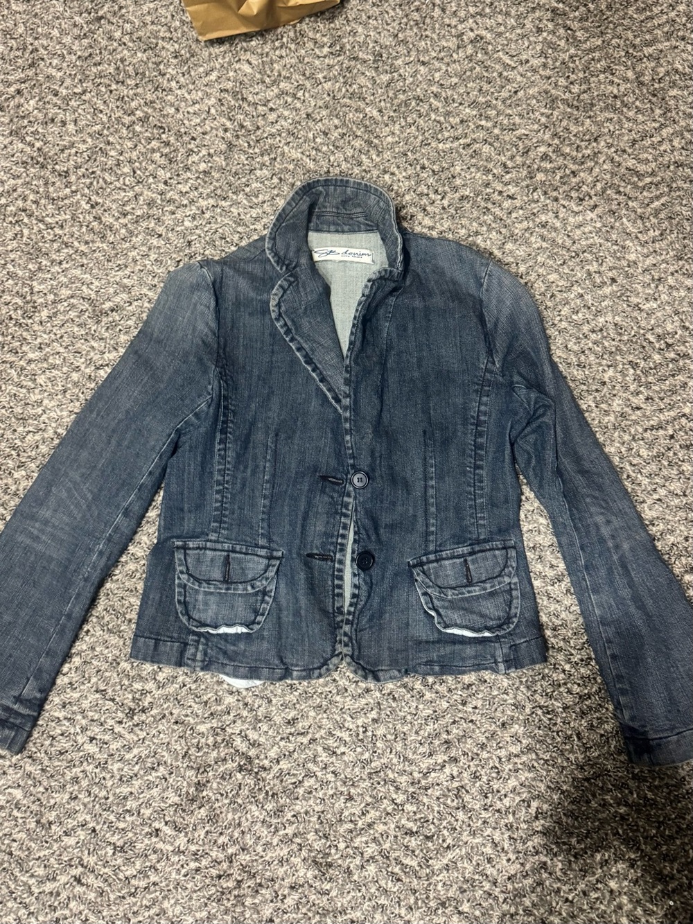 Suzy Shier Washed Blue Denim Blazer Jacket